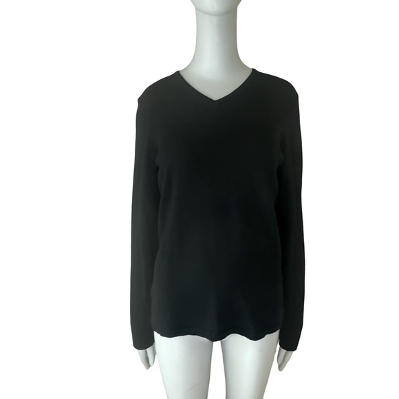 HENRI BENDEL Vintage Extra Fine Merino Wool Black V-Neck Sweater Classic Size M - Picture 6 of 13